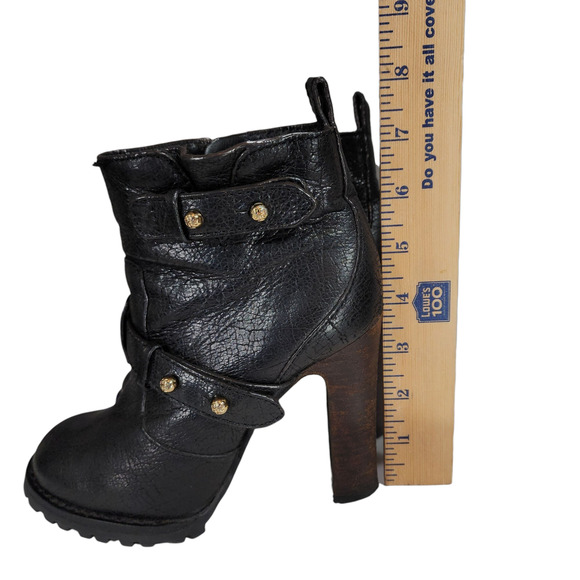 Tory Burch sz 5 Landers Moto Ankle Boots Bootie Women Black Lug Sole Studs 3.5" - Picture 4 of 13